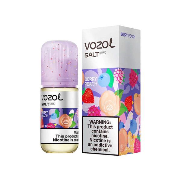 Orman meyveleri ve olgun şeftali aromalı, 30MG ve 50MG salt nikotin seçenekli Vozol likit.