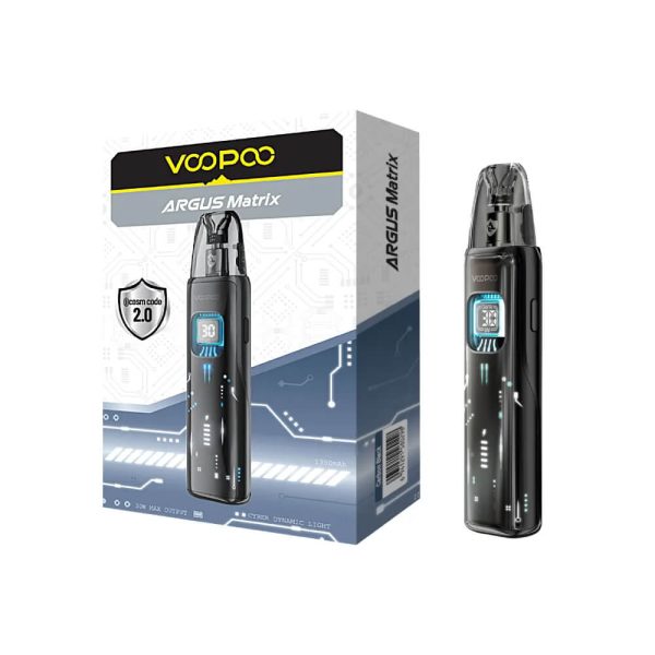 Voopoo Argus Matrix Pod Mod, 1350 mAh pil ve 30W güçle yoğun buhar ve kolay kullanım sunar.